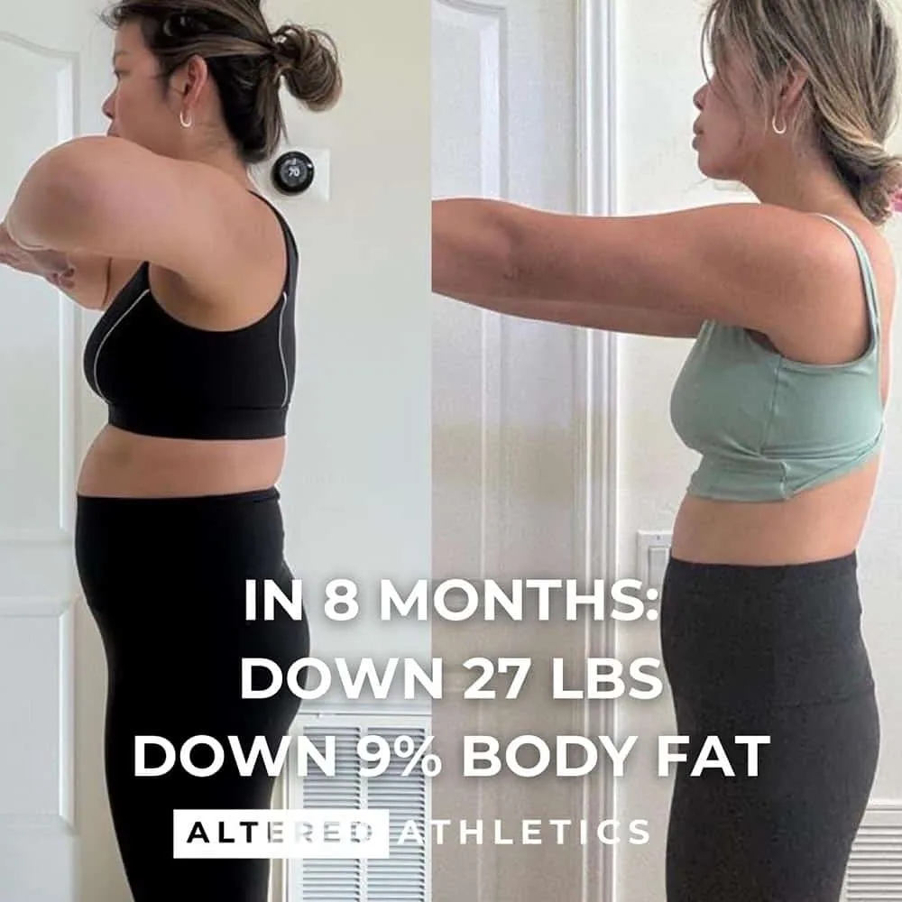 Women’s 8-month fitness transformation with weight loss and body fat reduction from personal training in Scottsdale