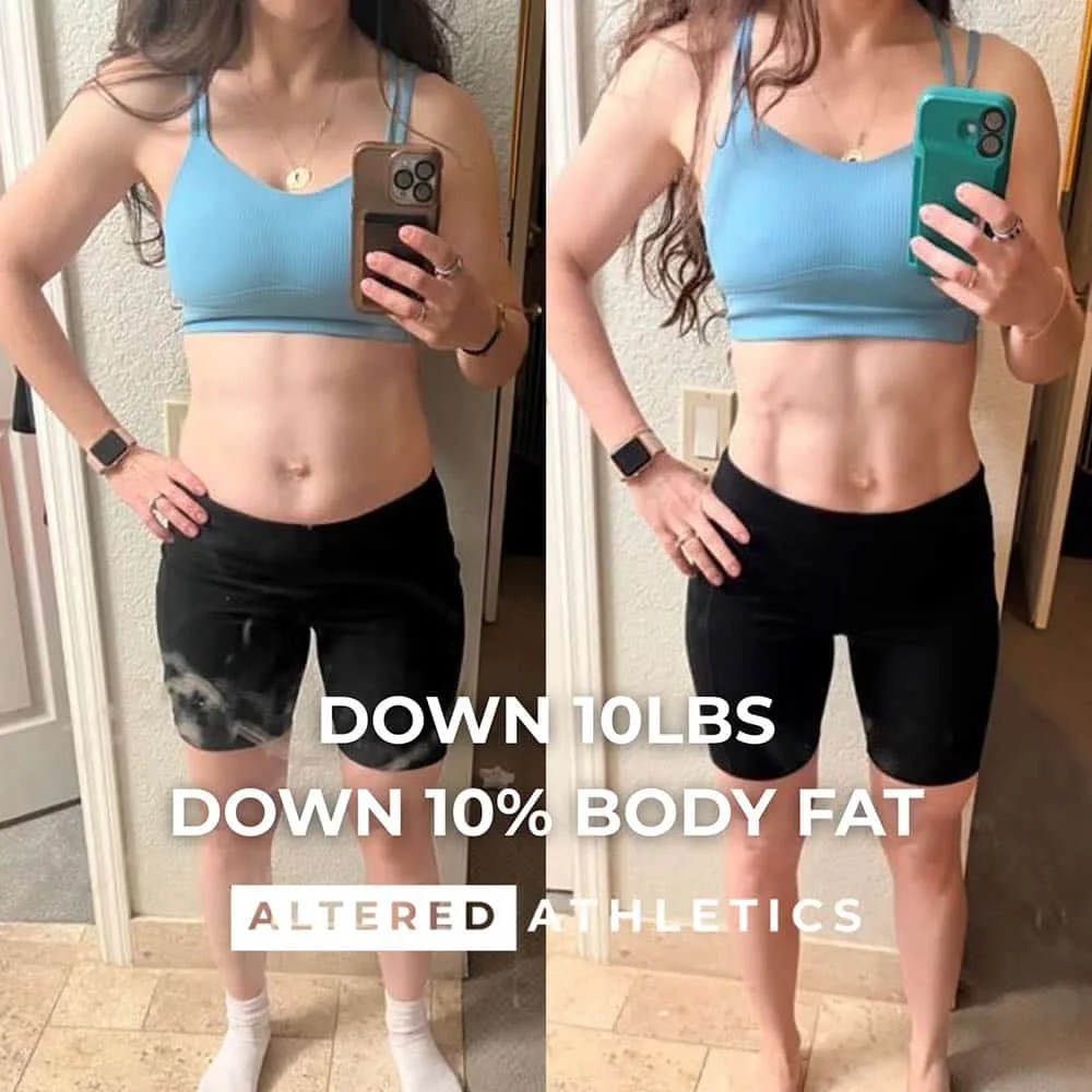 Women’s fitness transformation before and after with weight loss and body fat reduction from personal training in Scottsdale