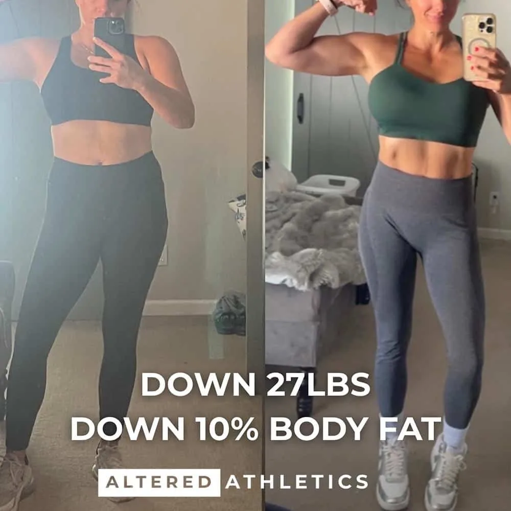 Women’s body transformation before and after with fat loss and muscle definition from personal training in Scottsdale