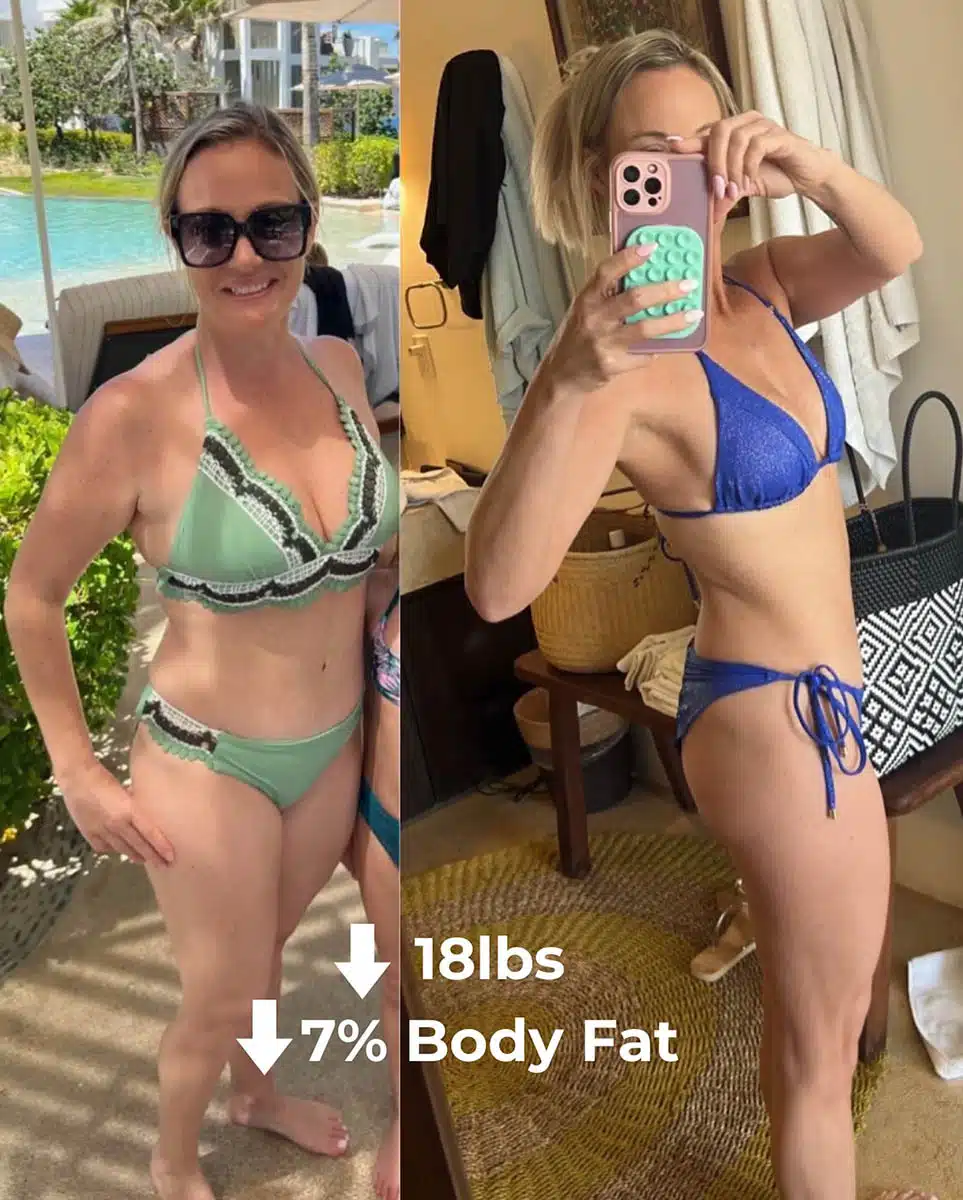 leslie-before-after Women’s body transformation before and after results from personal training in Scottsdale with fat loss and increased confidence