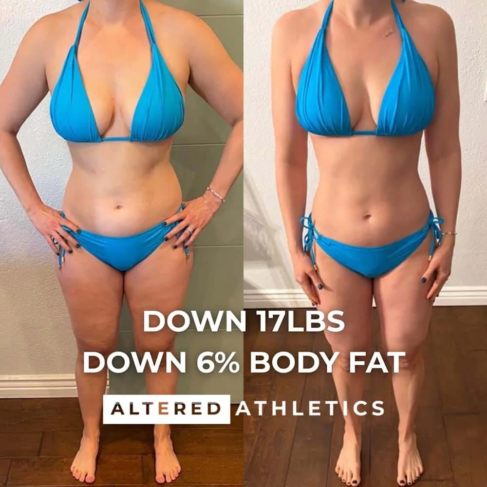 Women’s before and after transformation with weight loss and reduced body fat from personal training in Scottsdale
