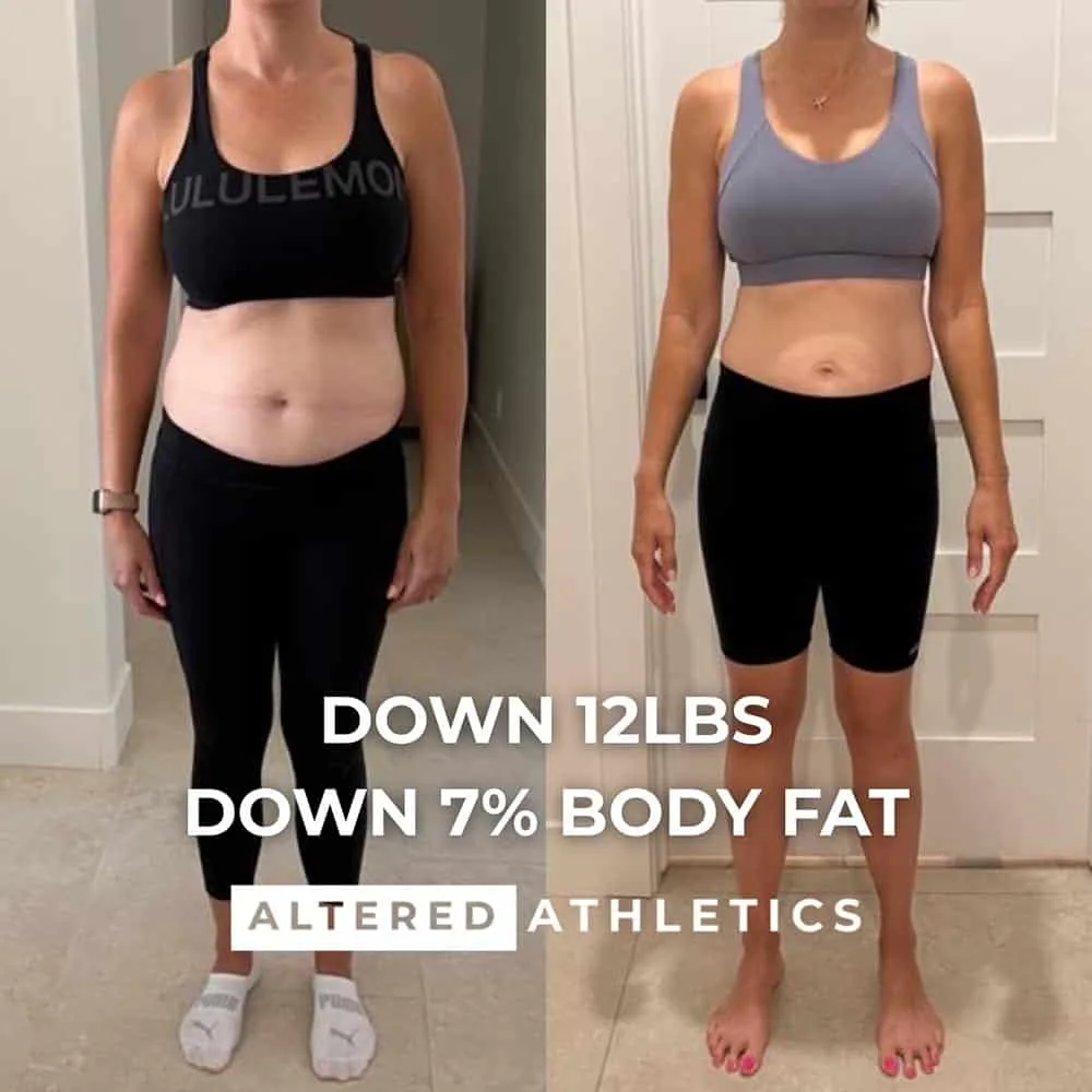 Women’s before and after weight loss transformation with reduced body fat from personal training in Scottsdale