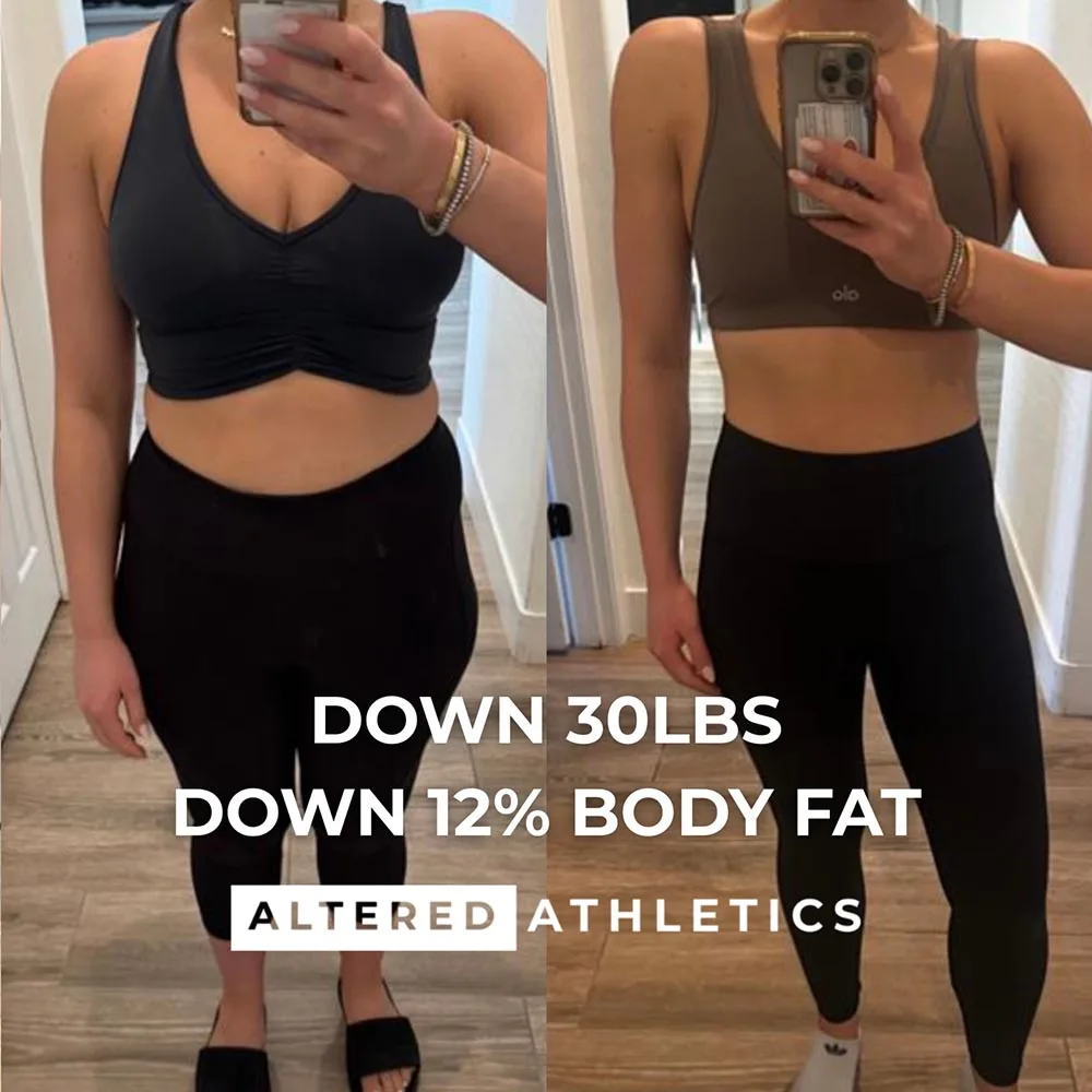 Women’s weight loss transformation before and after with fat loss from personal training Scottsdale